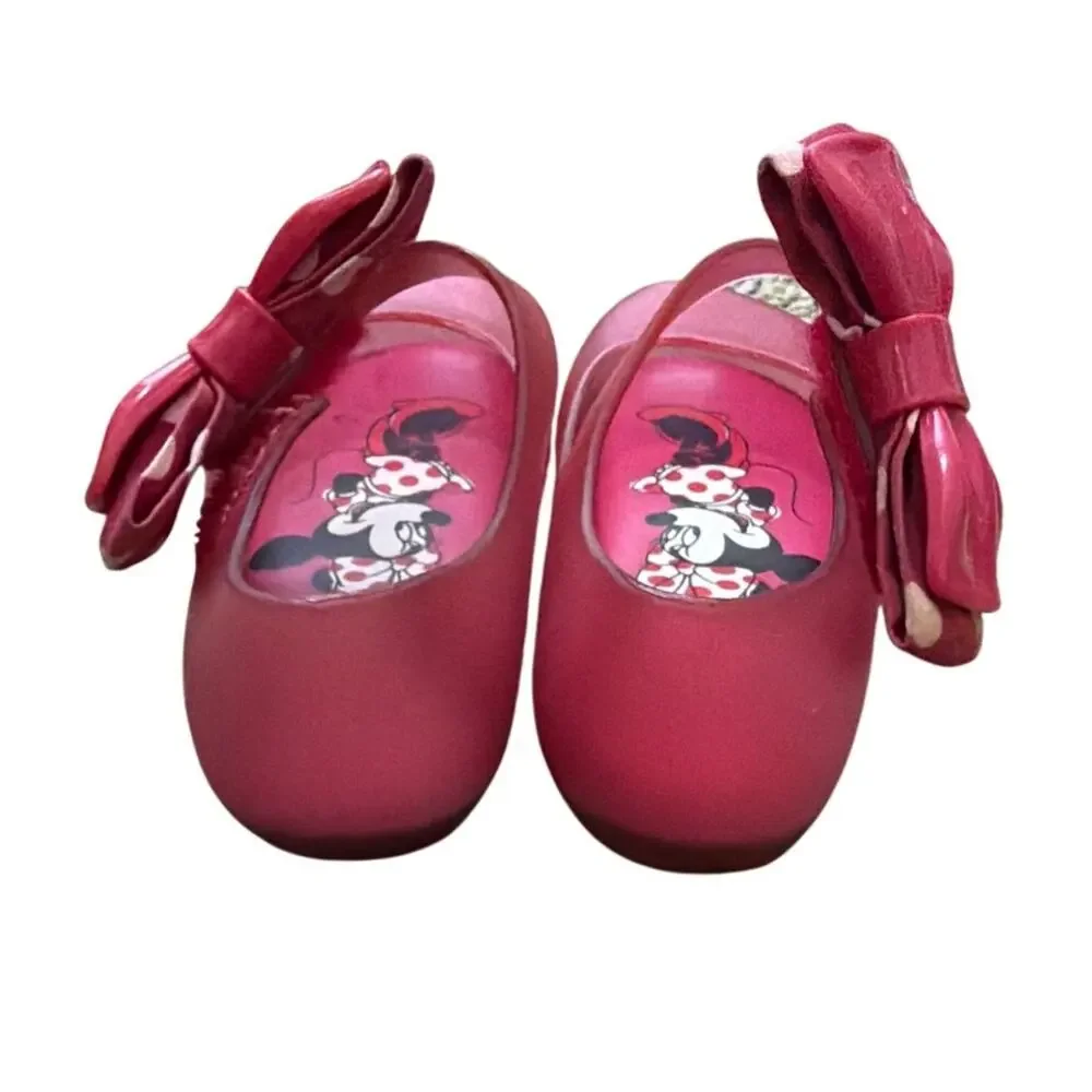 Mini Melissa x Minnie Mouse Jelly Maryjane Shoes Bow Accent Toddler Size 6